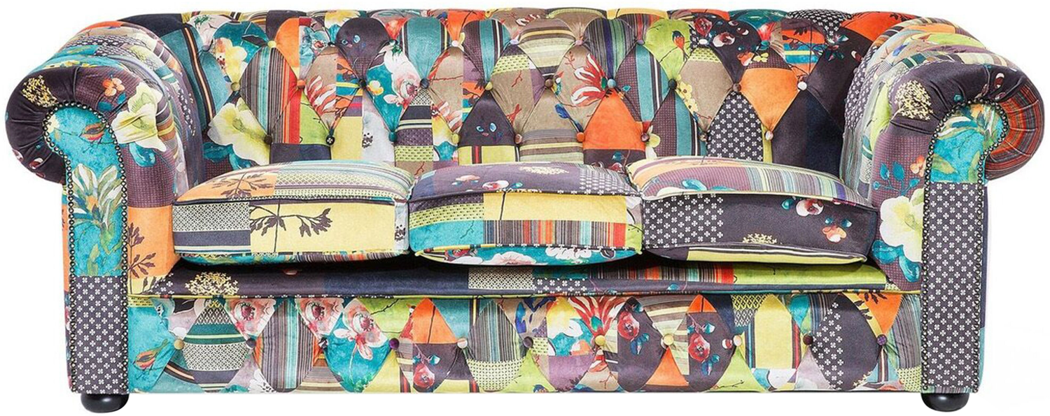 Sofa Polsterbezug Patchwork gelb CHESTERFIELD Bild 1