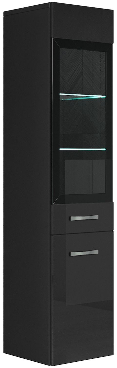 Badezimmer Schrank Rio 131 cm Hochglanz Schwarz Fronten – Regal Schrank Hochschrank Schrank Möbel Badschrank Bild 1
