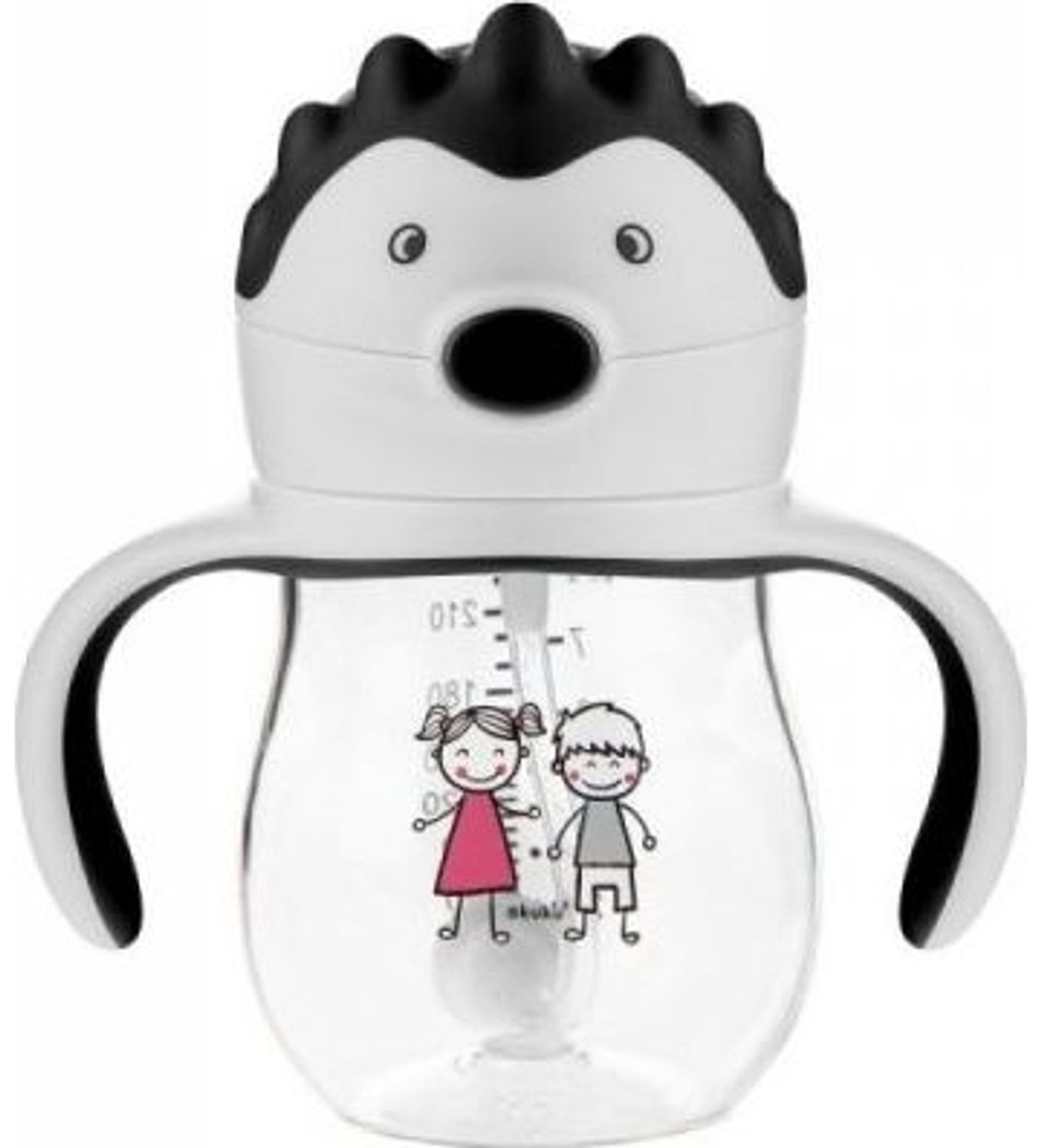 Akuku Trinkflasche mit Strohhalm grau Bild 1