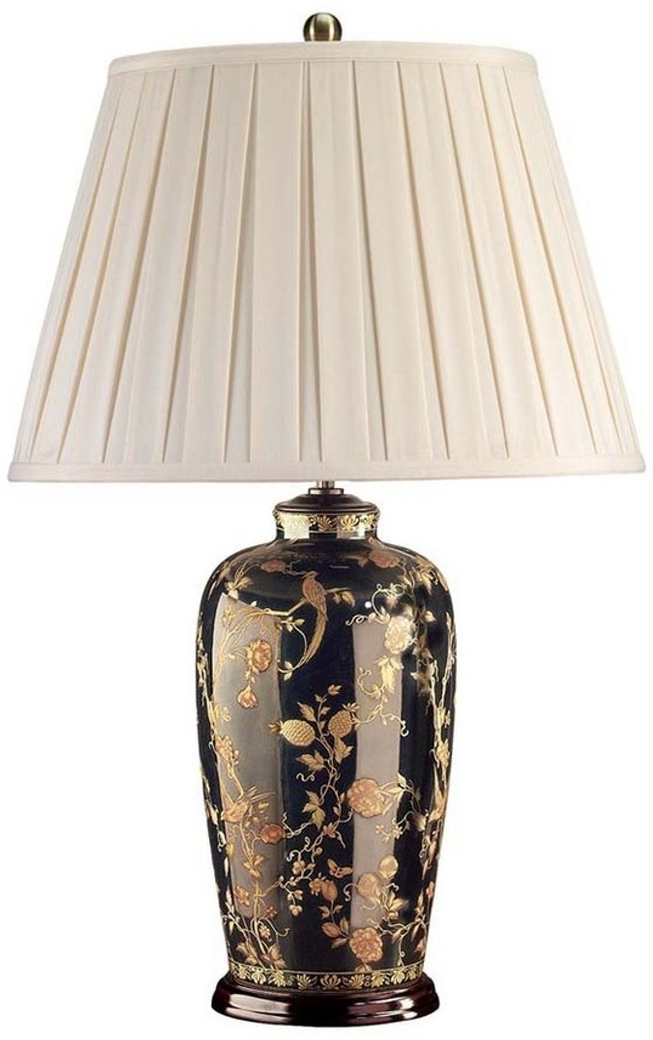 Tischleuchte, Porzellan, Schwarz Gold, H 74 cm Bild 1