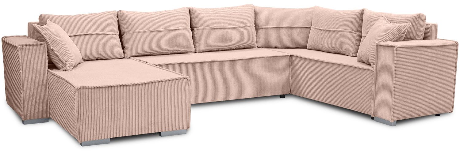 AX LIVING Ecksofas groß Lovere 314 cm – Sofa rosa mit Schlaffunktion & Strukturstoff Bild 1