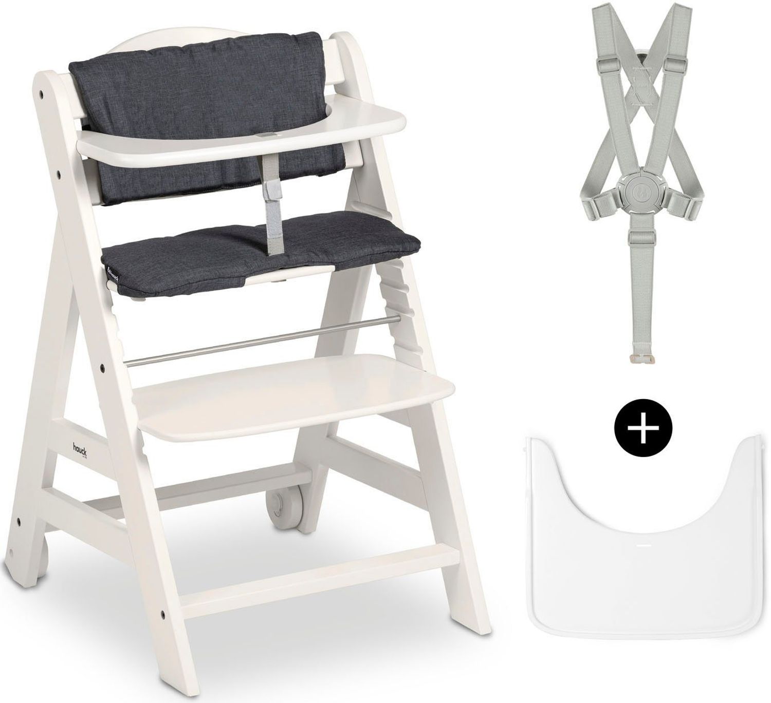 Hauck Beta+ Hochstuhl mit Einlage und Essbrett White Bild 1