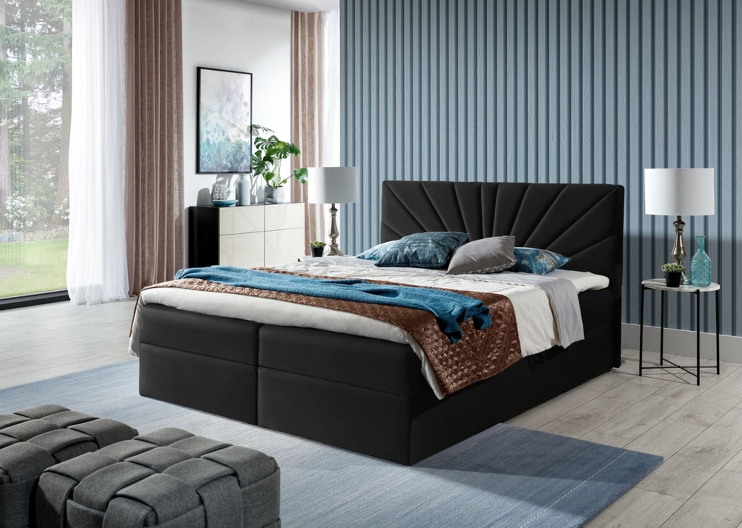 99rooms Lazzaro Boxspringbett Kunstleder SOFT Schwarz 120x200 cm Bild 1