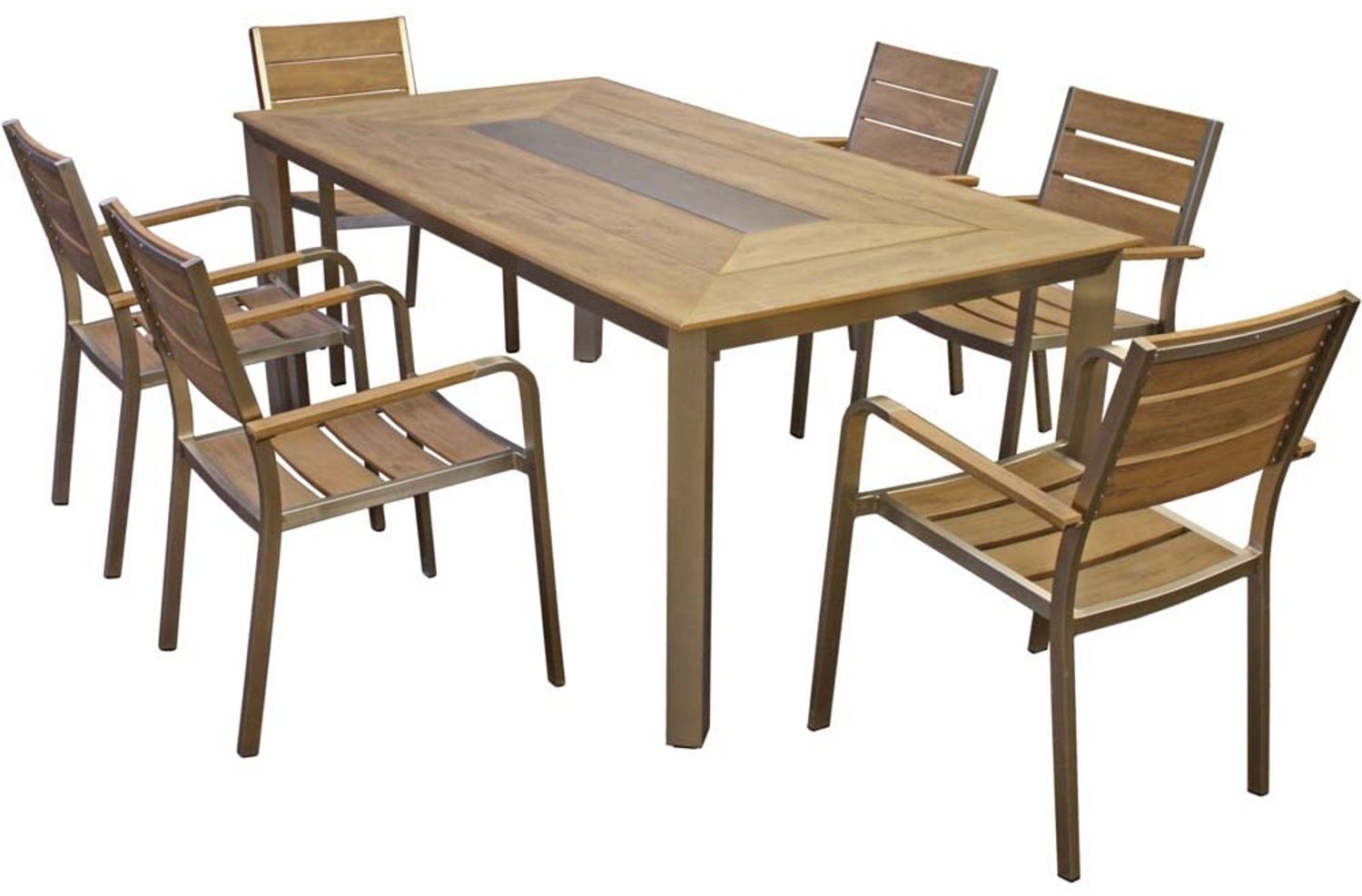 Garten Tischgruppe FLORENCE 7-tlg. mit Tisch und 6 × Stapelstuhl Bild 1