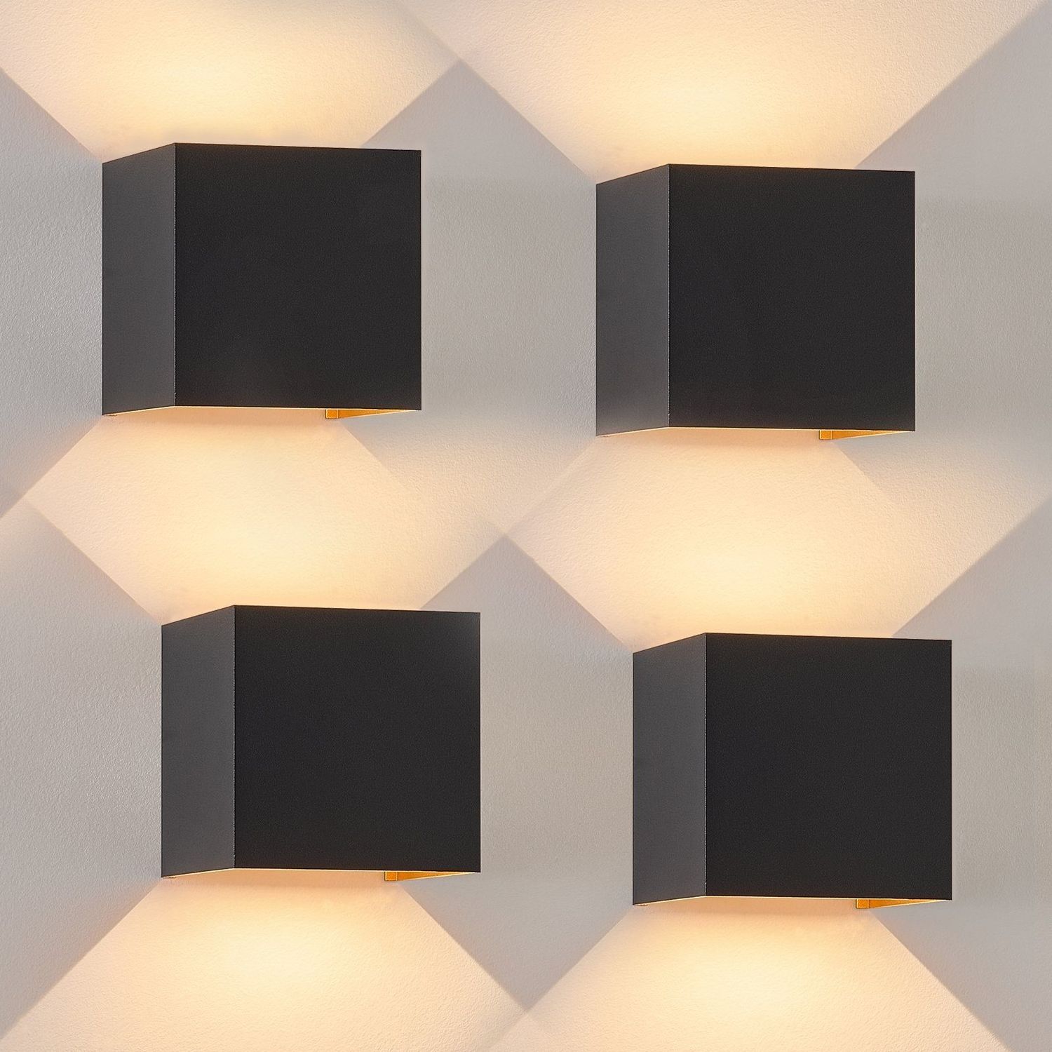 ZMH LED Außenwandleuchte Innenwandleuchte 4er Set Schwarz Gold 5W IP65 einstellbar 3000K Bild 1