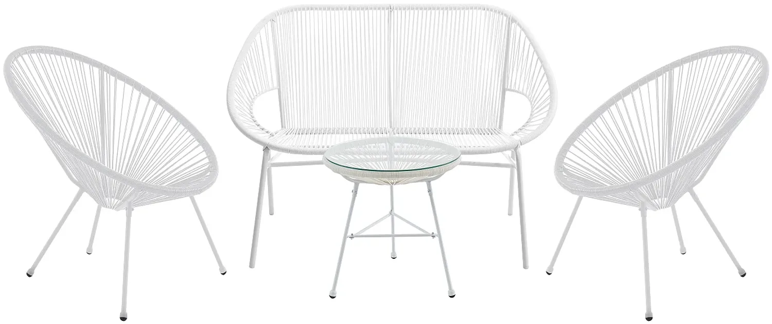 Vente-unique - ALIOS Gartensitzgruppe HarzGlas Weiß - B 52 cm50 cm82 cm x H 80 cm50 cm83,5 cm x L 115 cm50 cm72 cm Bild 1
