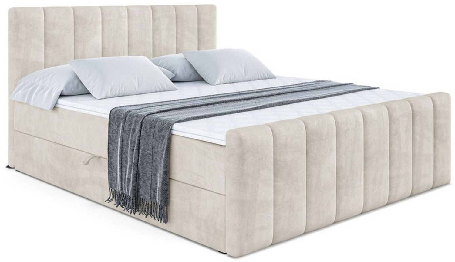 ALTDECOR Boxbett OTTA-Z (Multipocket-Matratze H4, H3 Matratze Bonellfederung, Topper, Kopfteil), Doppelbett mit Fußteil Bild 1