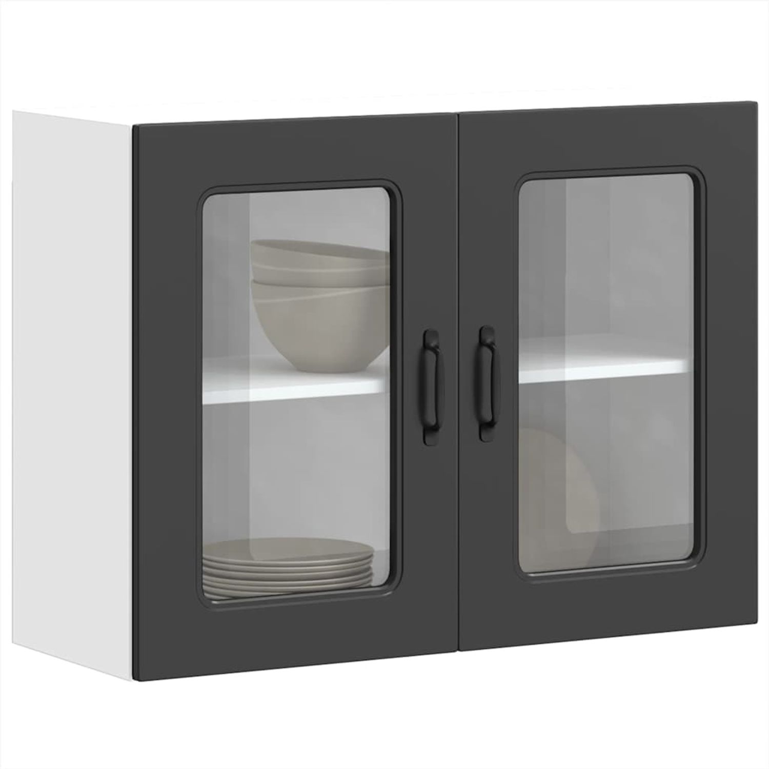 vidaXL Küchen-Hängeschrank mit Glastür Kalmar Schwarz Holzwerkstoff 853608 Bild 1