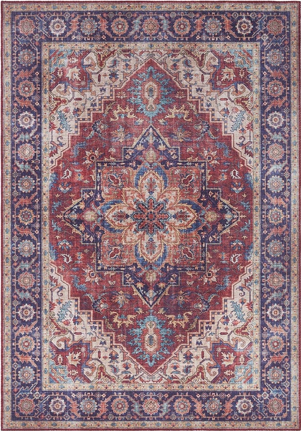 Vintage Teppich Anthea Pflaumenrot - 80x200x0,5cm Bild 1