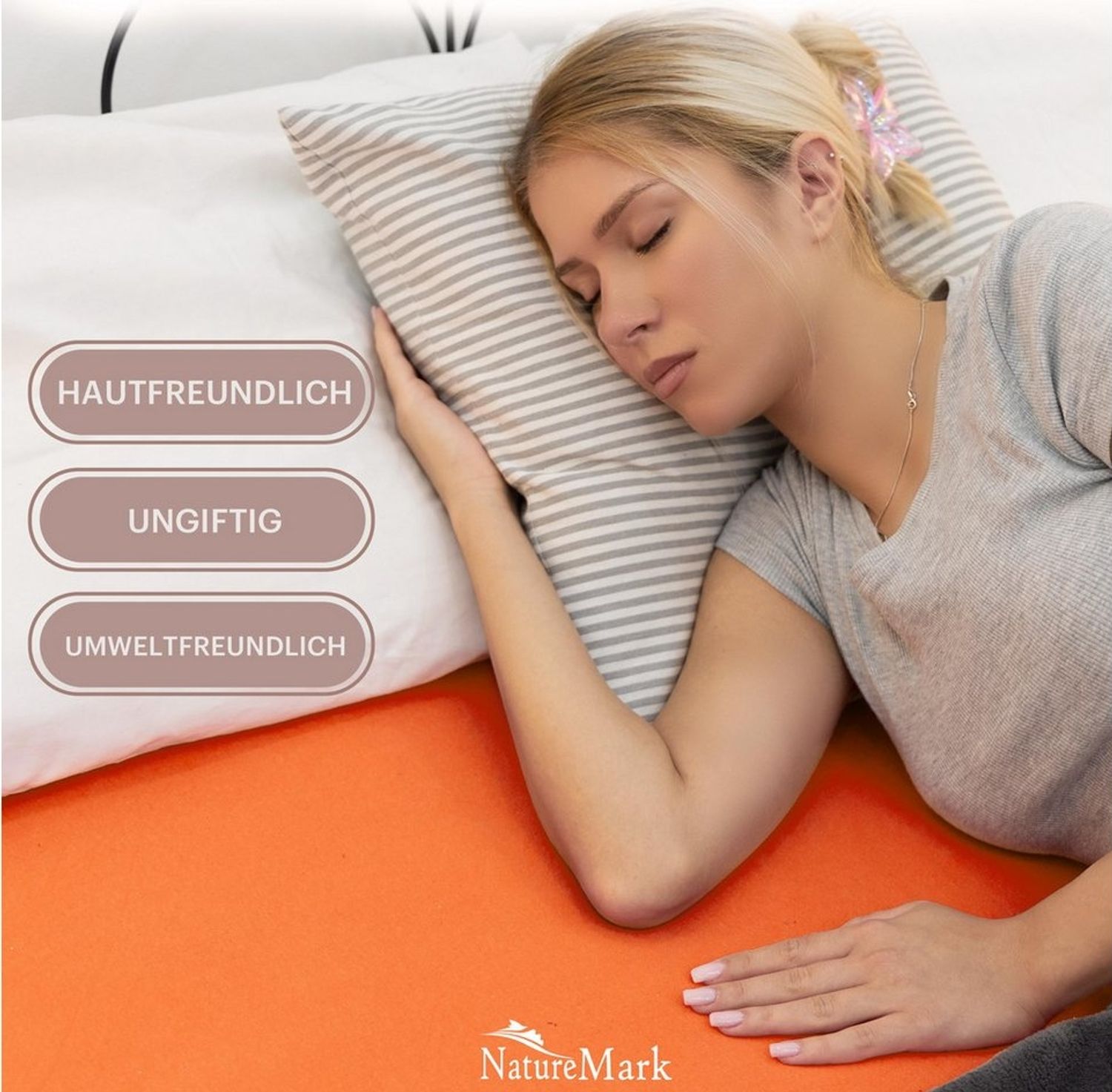 NatureMark Spannbettlaken Jersey Basic Spannbetttuch, 100% Baumwolle, Gummizug: rundum, (1 Stück), in vielen Größen und Farben, bis 25cm Steghöhe, 120x200cm, Terrakotta Bild 1