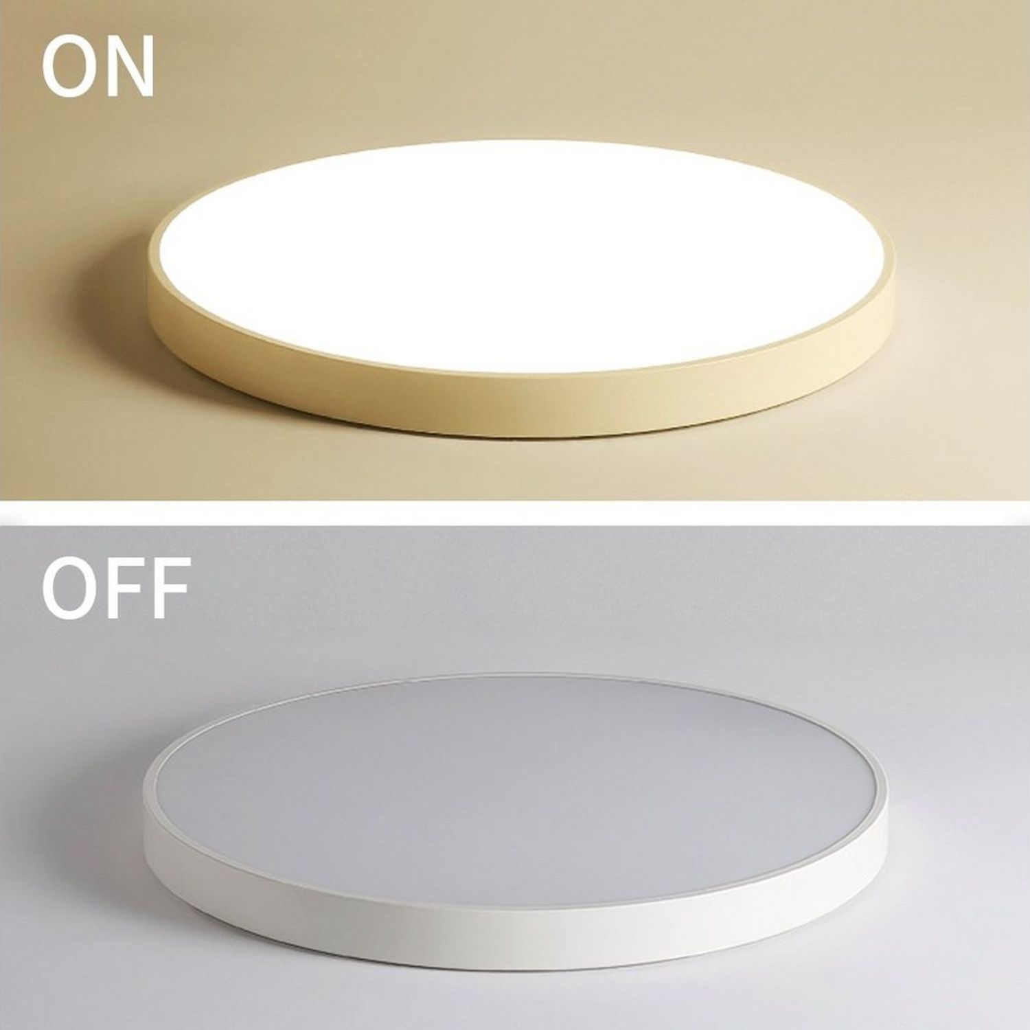 style home LED Deckenleuchte Runde Deckenlampe aus Metall, LED fest integriert, Leuchte für Wohnzimmer Schlafzimmer Küche Büro, 50x50x4cm, Weiß Bild 1