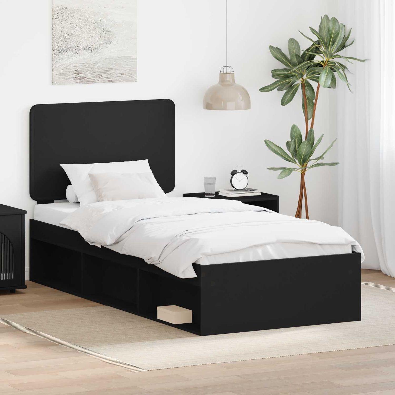 vidaXL Bettrahmen Schwarz 90 x 190 cm Massives Kiefernholz 3412543 Bild 1