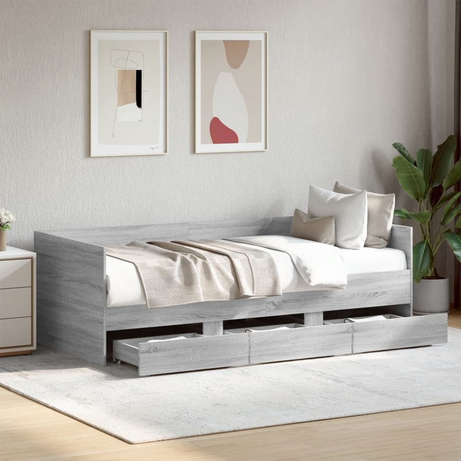 vidaXL Tagesbett mit Schubladen ohne Matratze Grau Sonoma 90x190 cm 3280830 Bild 1