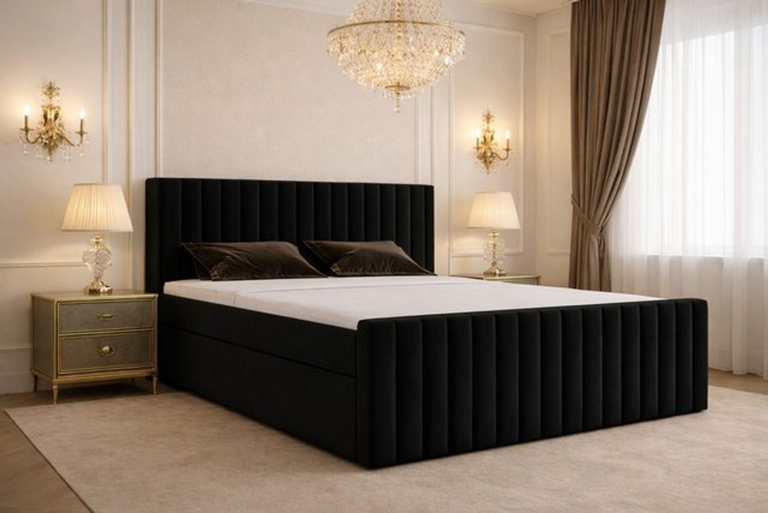 B&B Home Boxspringbett Benito I (H3 Matratze Bonellfederung, Kopfteil, Bettkasten und Topper) Bild 1