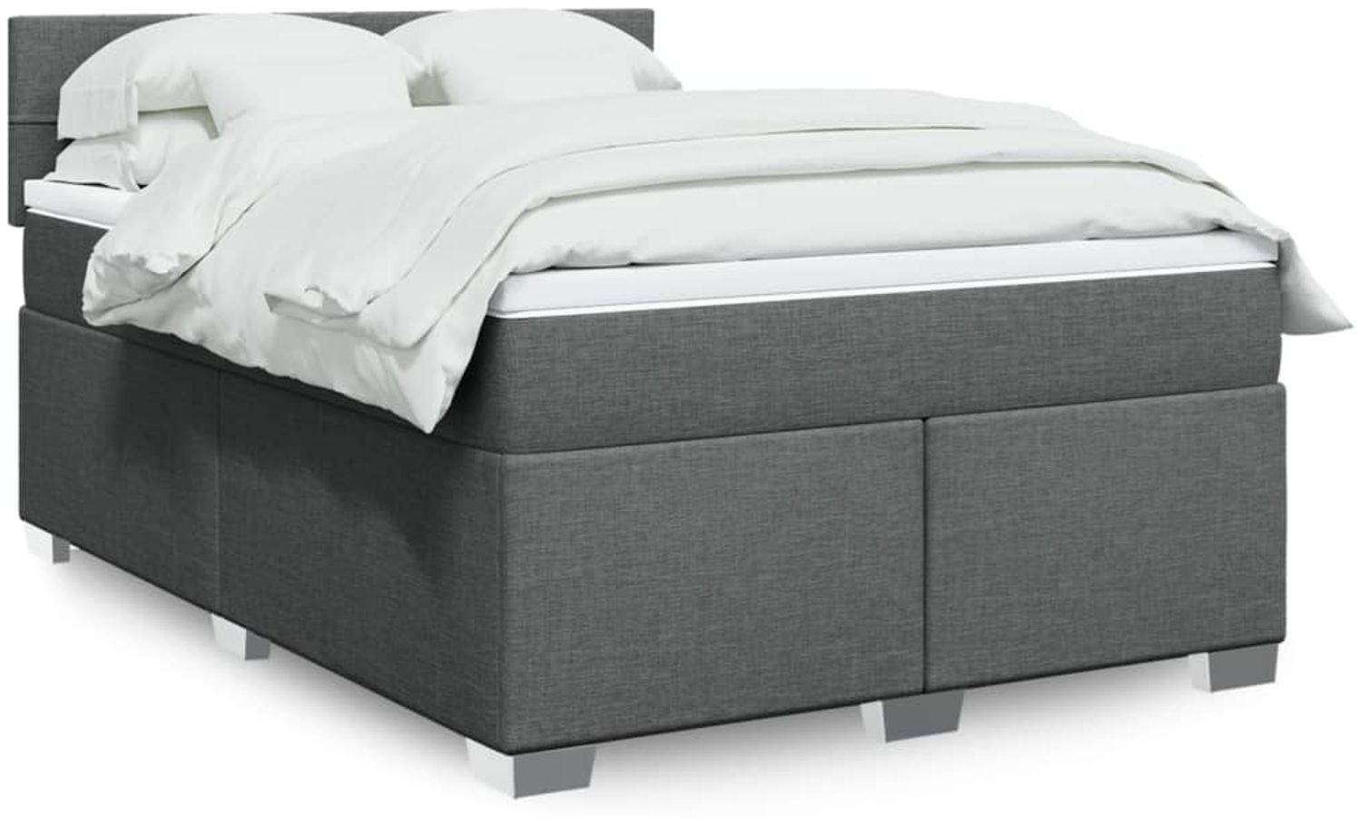 Boxspringbett mit Matratze, Stoff, Viereckige, grauer Fuß, Dunkelgrau, 140x190 cm, true Bild 1