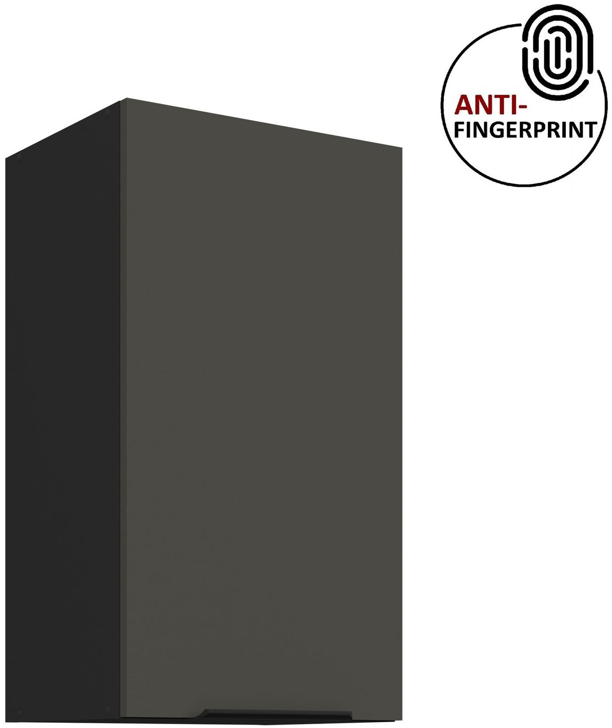 Küchen Hängeschrank 40 cm ARIA Graphite ultra matt + Schwarz matt, hochwertige Fronten mit Anti Fingerprint Beschichtung Küchenzeile Küchenblock Bild 1
