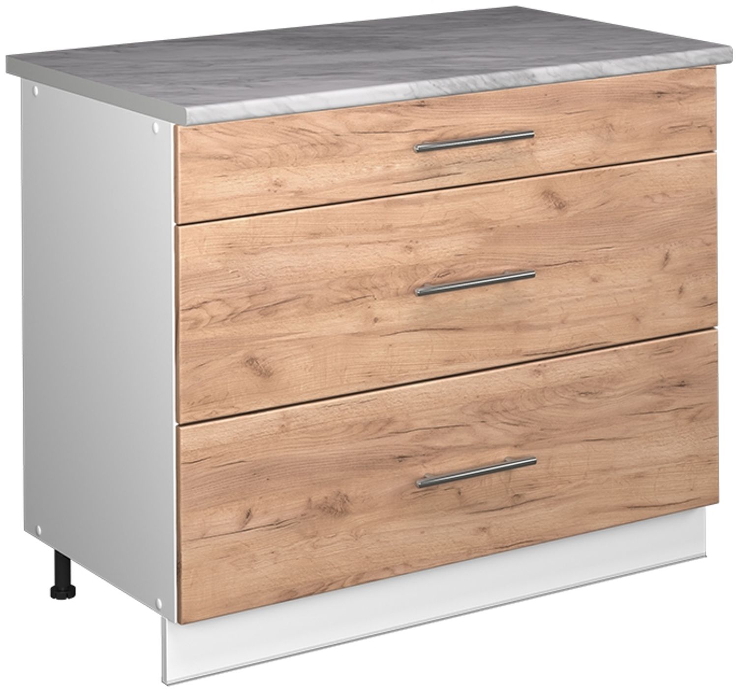 Küchenunterschrank Fame-Line Goldkraft Eiche/Weiß 100 cm, AP Marmor Vicco Bild 1