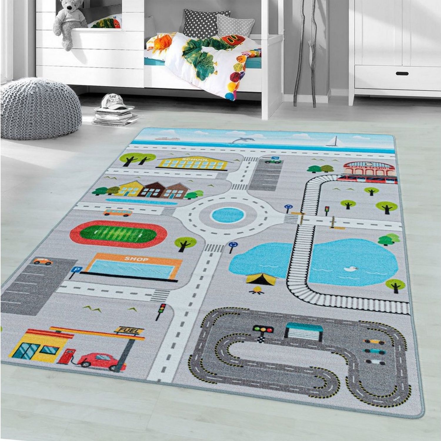 Ayyildiz Teppiche Kinderteppich PLAY 2902, rechteckig, Höhe: 6 mm, robuster Kurflor, Straßen Spiel Teppich, Kinderzimmer Bild 1