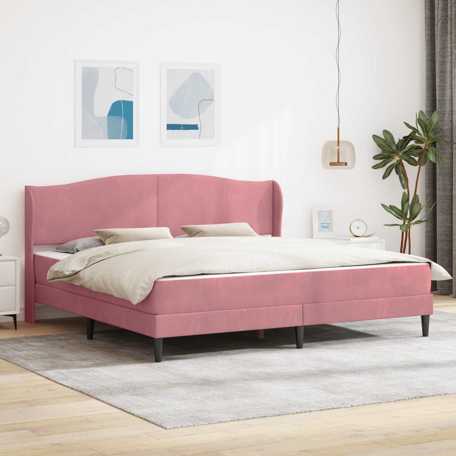 vidaXL Bettrahmen mit Kopfteil Rosa 180x200 cm Samt 3415223 Bild 1