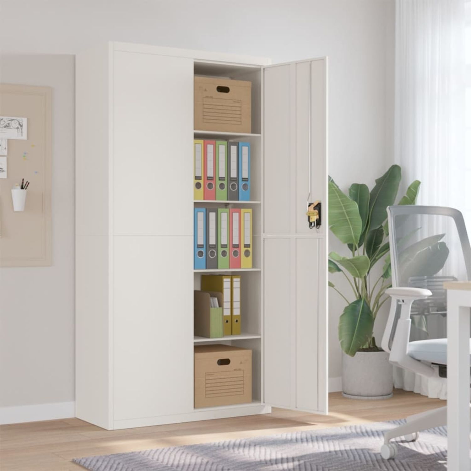 vidaXL Aktenschrank Weiß 90x40x180 cm Stahl 339752 Bild 1