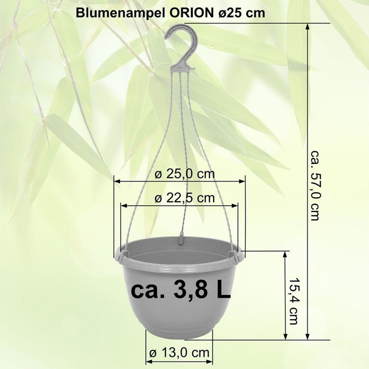 Heimwerkercenter Blumentopf MePla 3 Stück Ampel ORION - Blumenampel ø25cm - Gelbgrün Bild 1