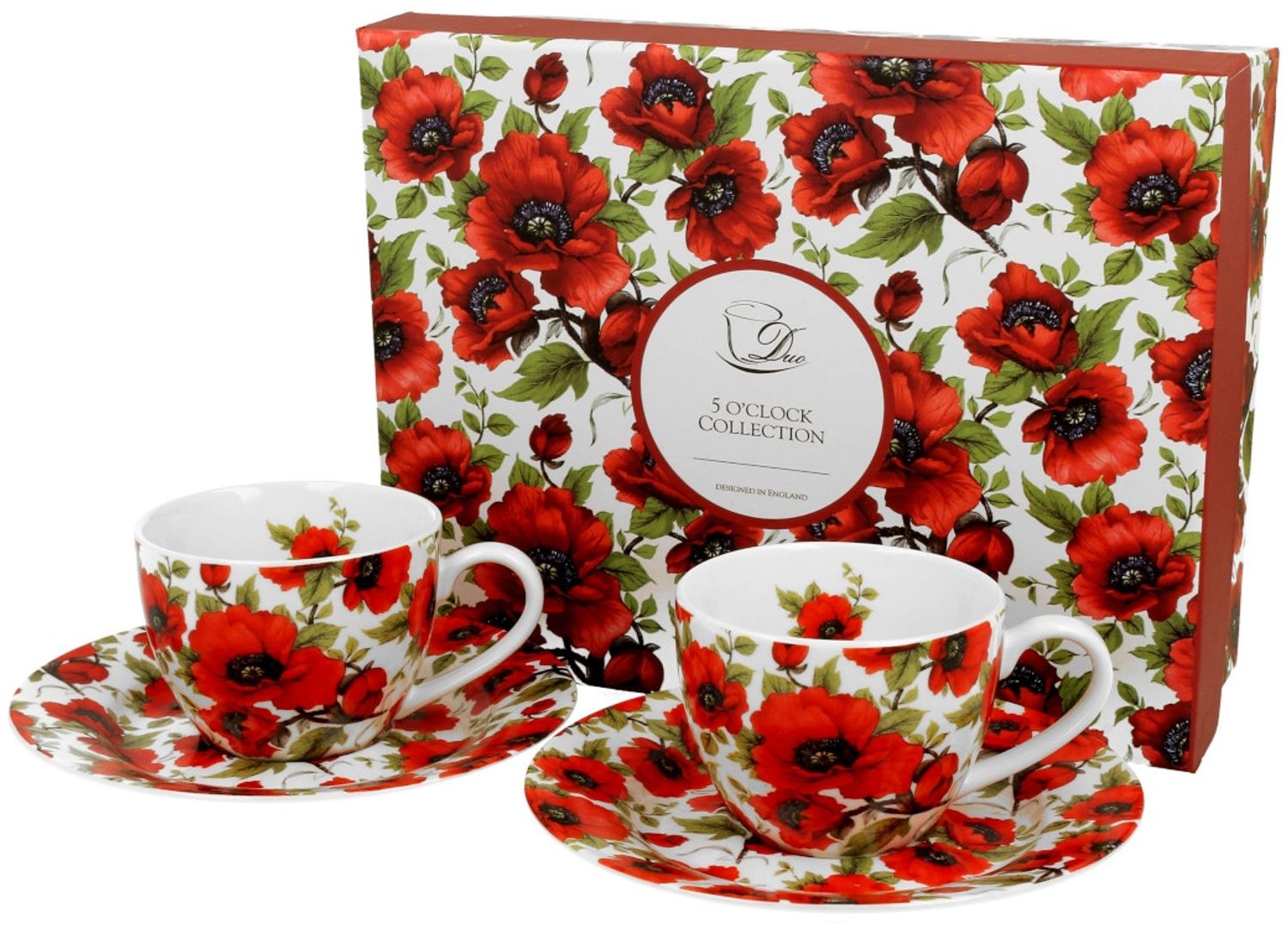 DUO FLORAL 2er-Set Espressotassen 90 ml LINA mit Untertassen, New Bone China Porzellan Bild 1