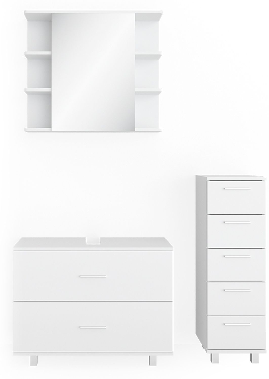 Badmöbel-Set Ilias Weiß 3 Teile, mit Unterschrank 80 cm Vicco Bild 1