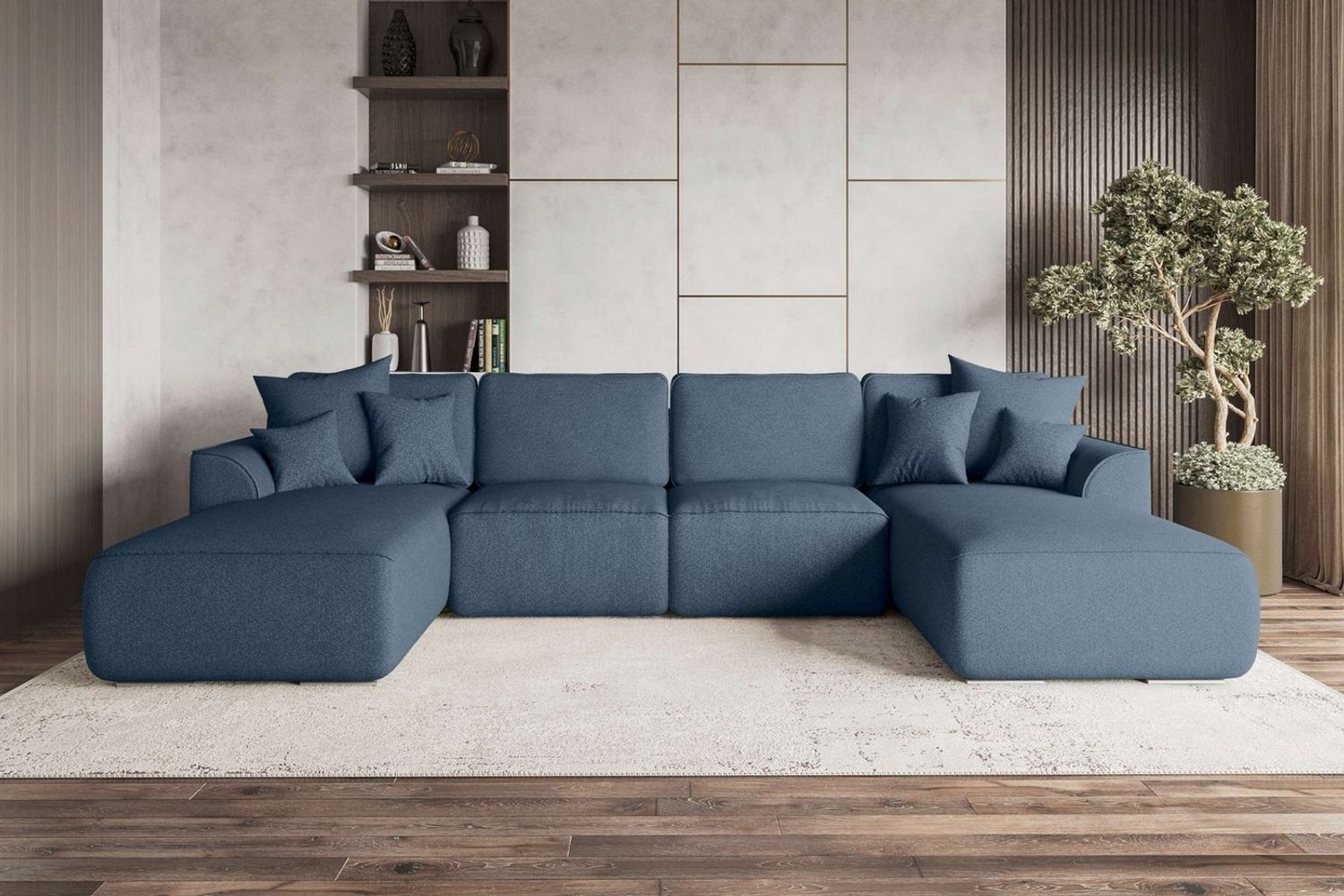 99rooms Wohnlandschaft Gusto, Sofa, U-Form, mit Schlaffunktion, mit abnehmbaren Kissen, Bezug - Strukturstoff NEVE Bild 1