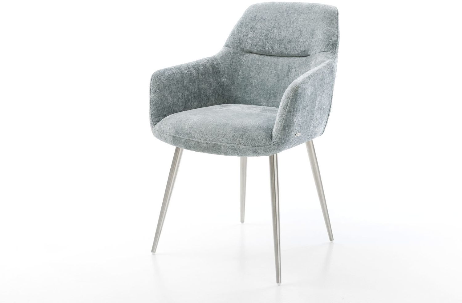 Esszimmerstuhl Pejo-Flex Chenille Pastellblau 4-Fuß konisch Edelstahl Taschenfederkern Bild 1