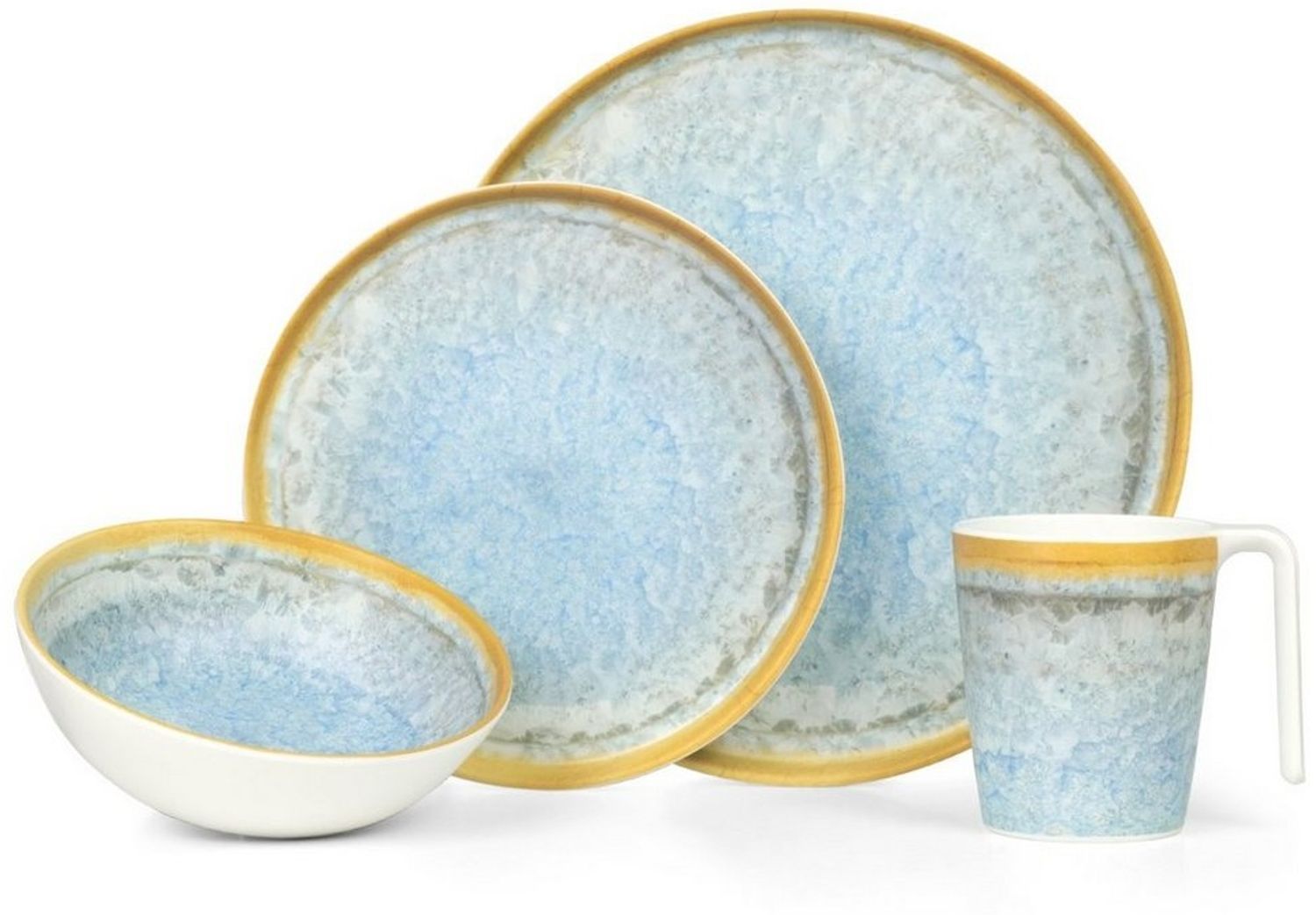 Moritz Geschirr-Set Camping Geschirr Crystal Blue + Tiamo Wassergläsern Bild 1