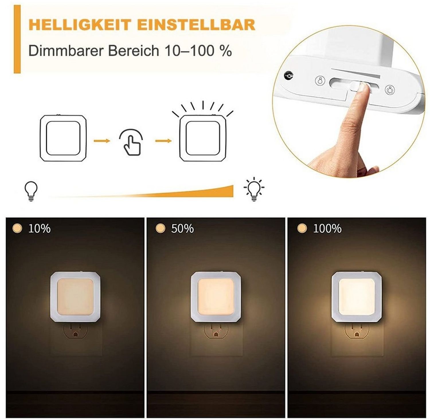 MUPOO LED Steckdosenleuchte LED Nachtlicht,LED-Schrankleuchte,LED Nachtlampe,Plug-in Dimmbar, Warmweiß, 1 Stk, Automatischer Dämmerungssensor,für Baby,Kinder Schlafzimmer Bild 1