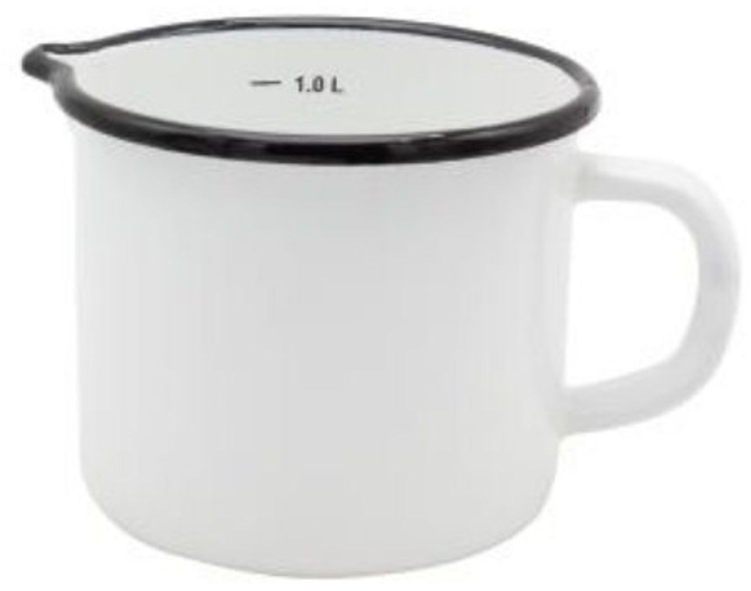 KARL KRÜGER Milchtopf mit Skala und Ausguss 1 Liter Ø12cm emailliert weiß Bild 1