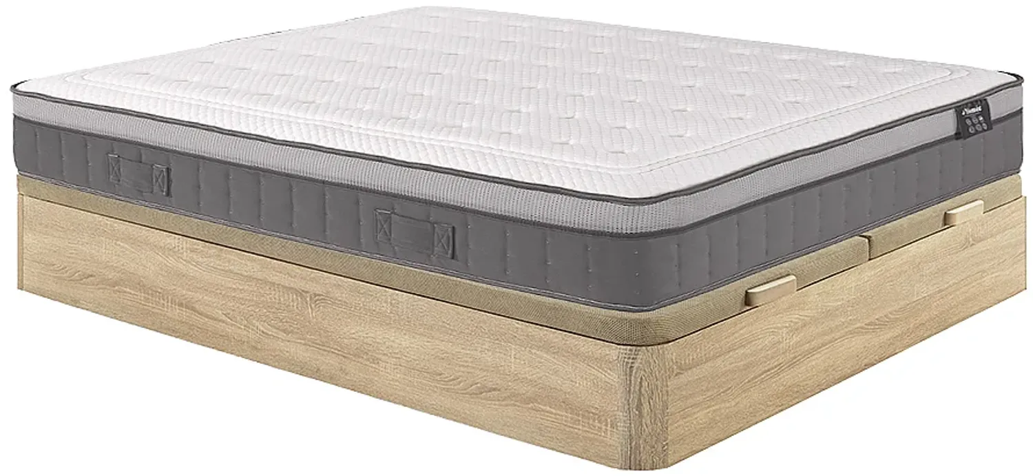 Vente-unique - ASGARD Mattress and bed base set Holz, PlatteStoff BeigeWeiß - B 180 cm x H 30 cm x L 200 cm Bild 1