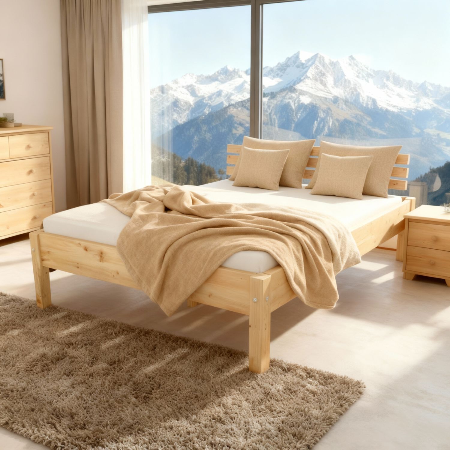 Zirbenbett "Zirben-Liesl" 160 x 200 cm Holzbett Massivholzbett Bett Bild 1