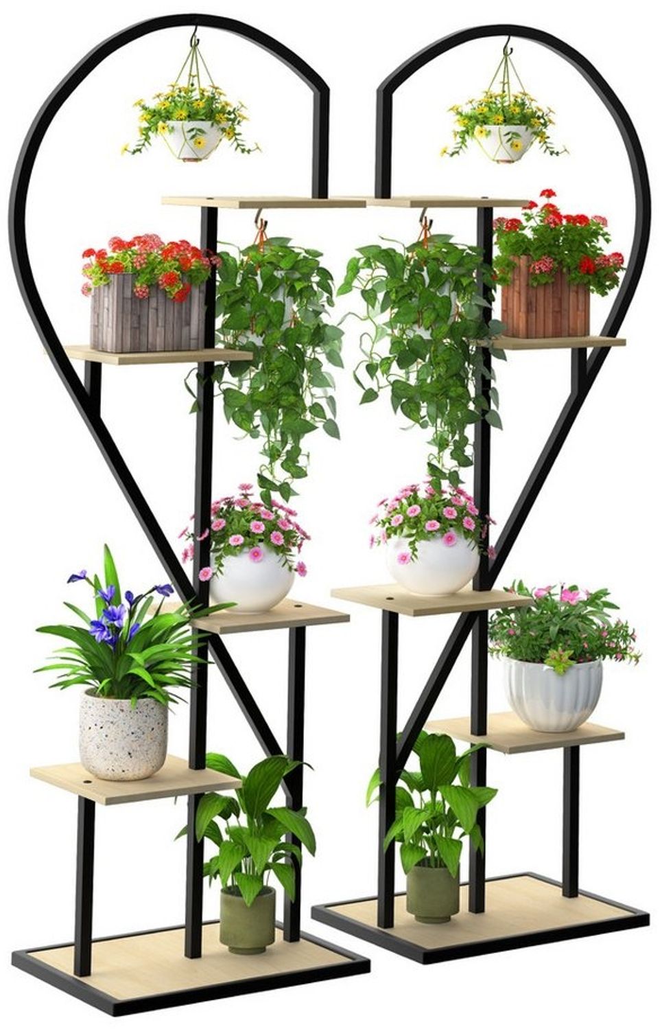 Ribelli Pflanzentreppe Pflanzenständer, schwarz / braun (2 St), Blumenständer Bild 1
