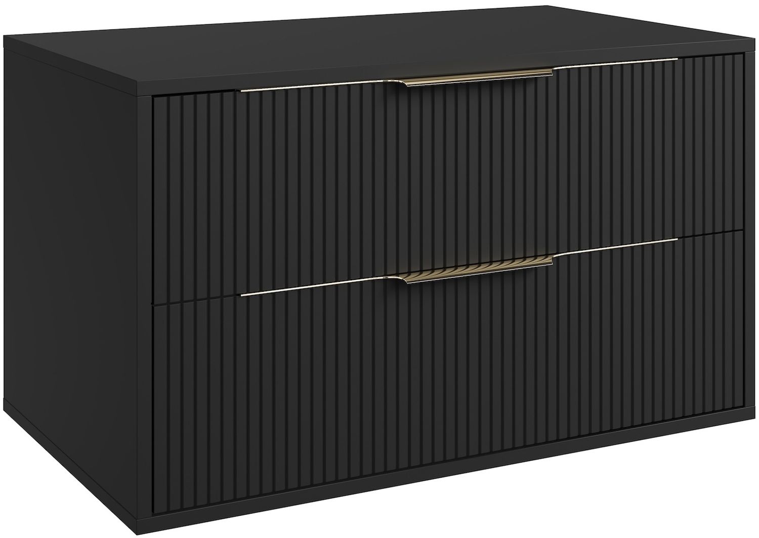 Badplaats Waschbeckenunterschrank Rimini 80 x 46 cm Schwarz Matt - Hängender Badezimmerschrank mit 2 Soft-Close Schubladen Bild 1