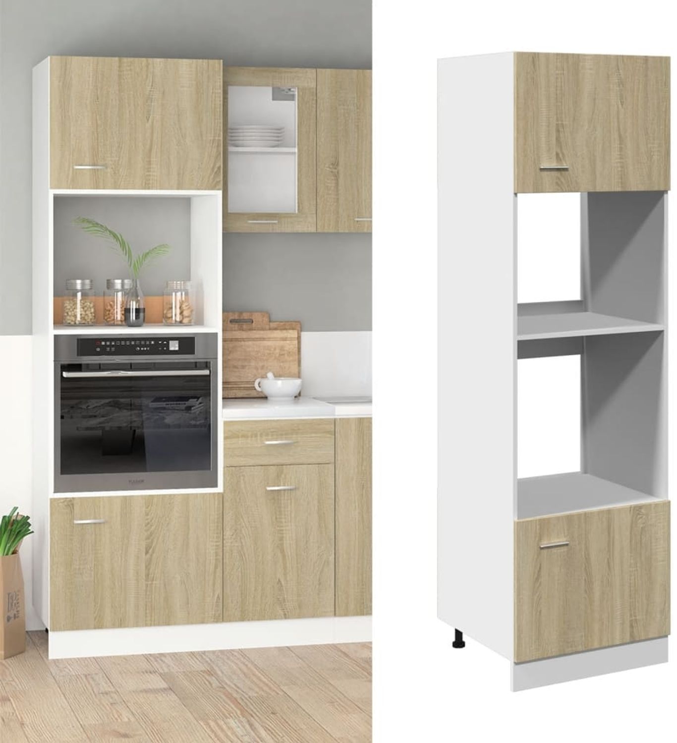 vidaXL Mikrowellenumbauschrank Lyon Sonoma-Eiche 60x57x207 cm Holzwerkstoff 849627 Bild 1