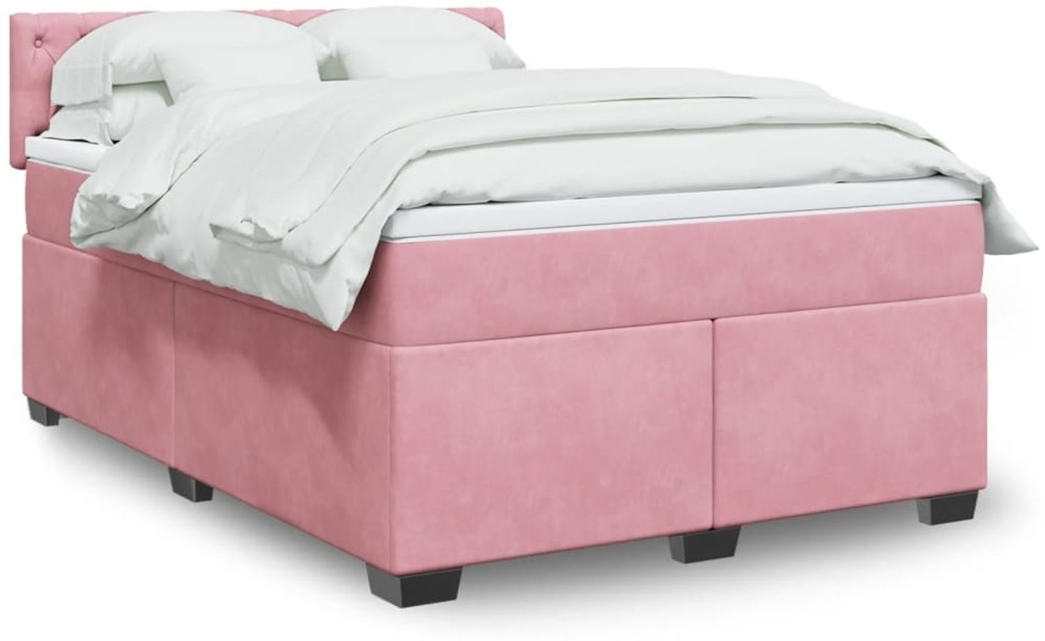 vidaXL Boxspringbett mit Matratze Rosa 160x200 cm Samt 3286365 Bild 1
