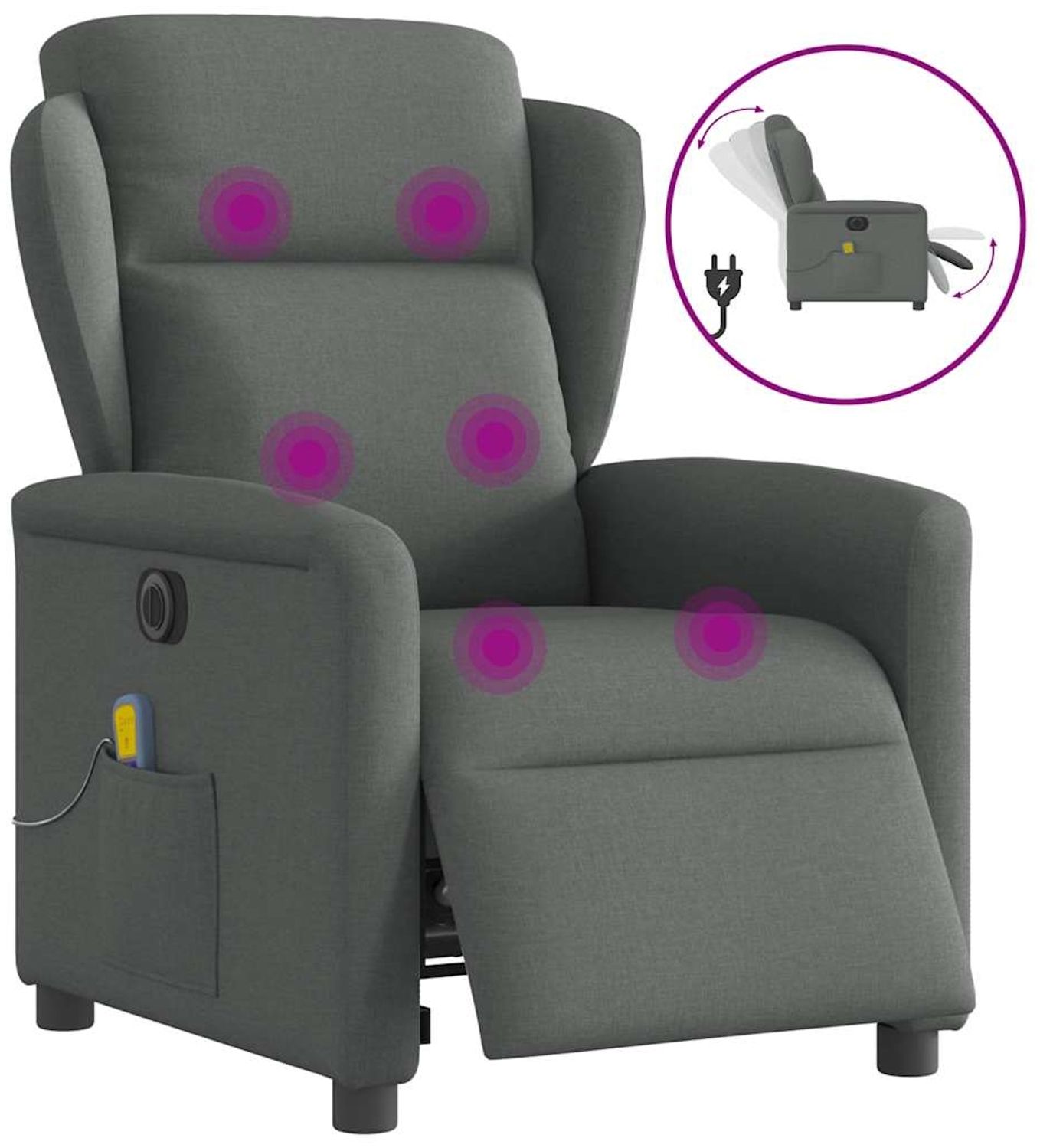 vidaXL Massagesessel Elektrisch Dunkelgrau Stoff 3303125 Bild 1