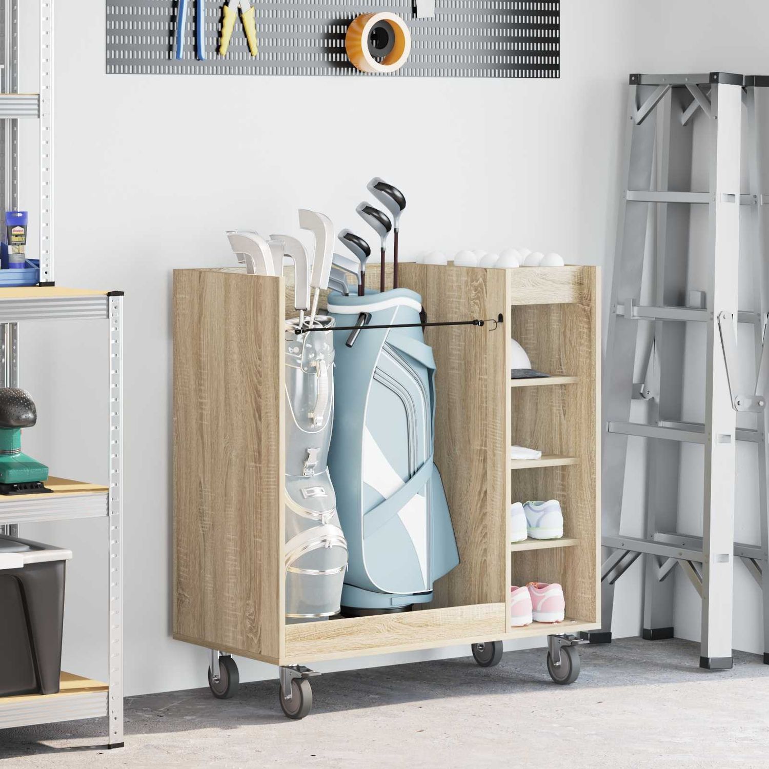 vidaXL Golf Schrank Mit Rad Uni Sonoma-Eiche 90 x 45 x 98 cm 899465 Bild 1