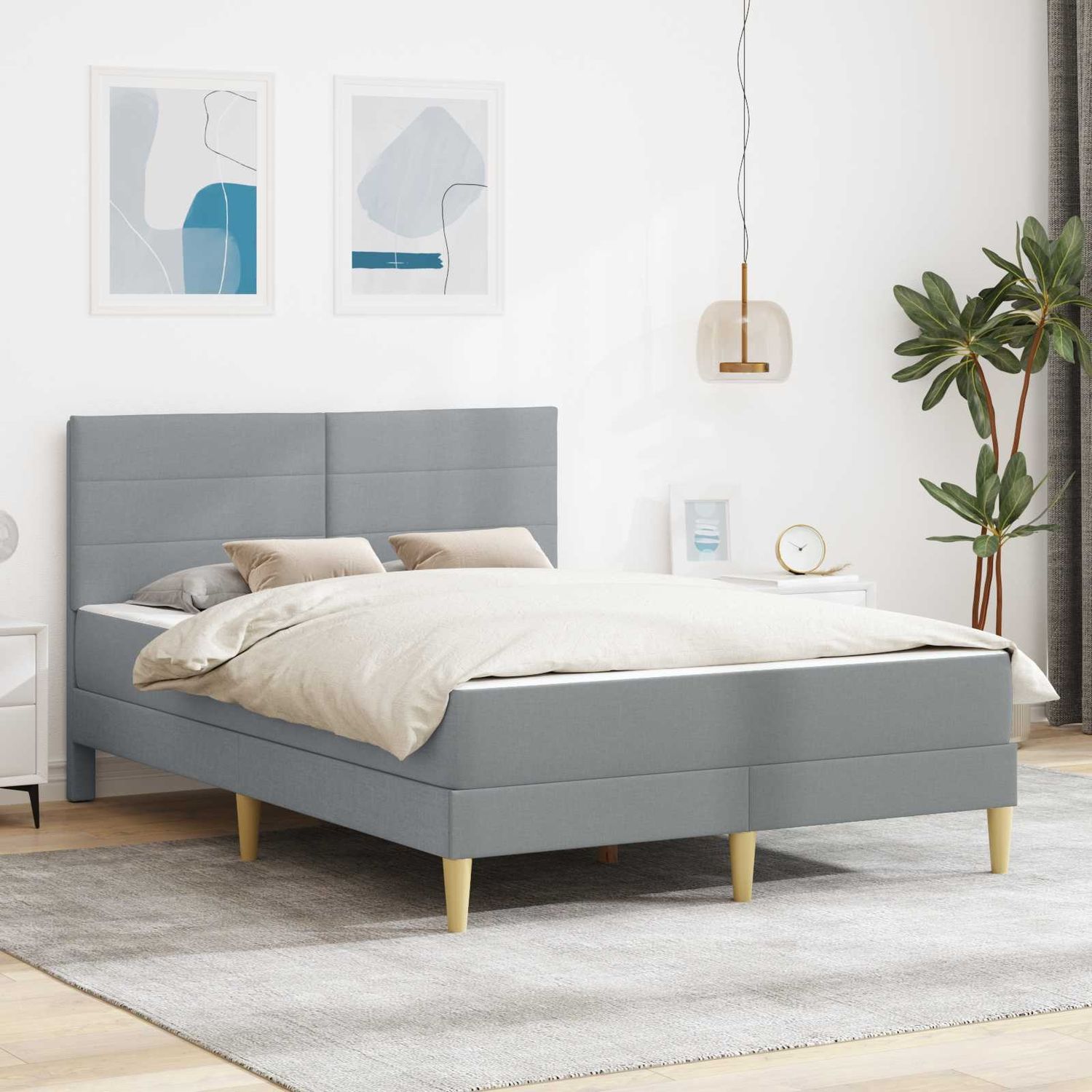 vidaXL Bettrahmen Hellgrau 160 x 200 cm Polyester 3414964 Bild 1