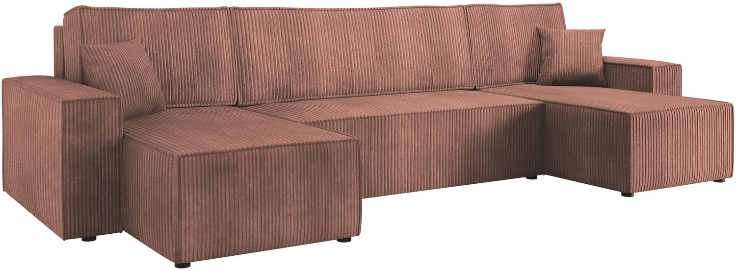 Mirjan24 'Kobaro U' Ecksofa, Cord rosa, 312 x 145 x 82 cm Bild 1