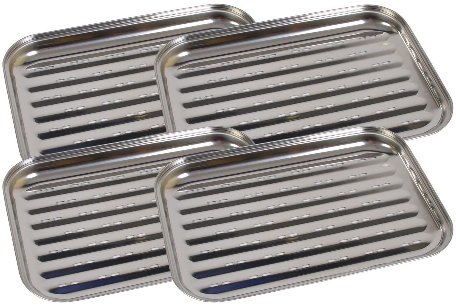 Edelstahl Grillschale, BBQ Grillzubehör, 35x24cm , 4x Grillschale Bild 1