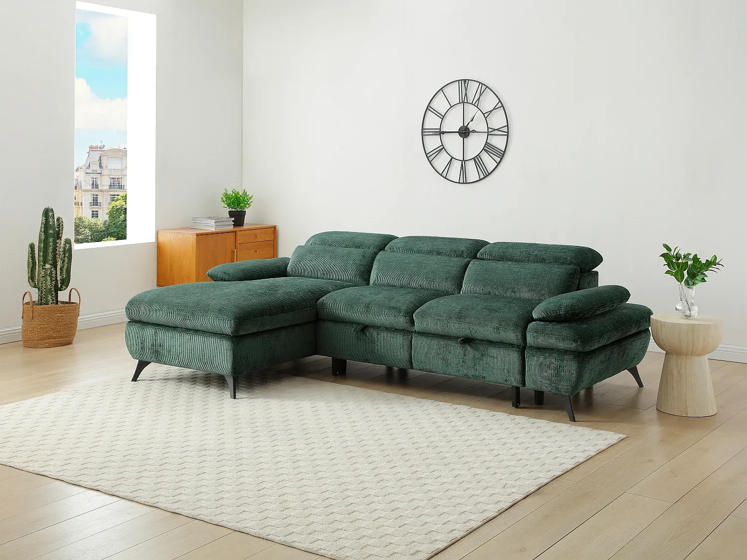 Vente-unique - SURDELI Sofa Stoff Grün - B 176 cm x H 80 cm x L 284 cm Bild 1