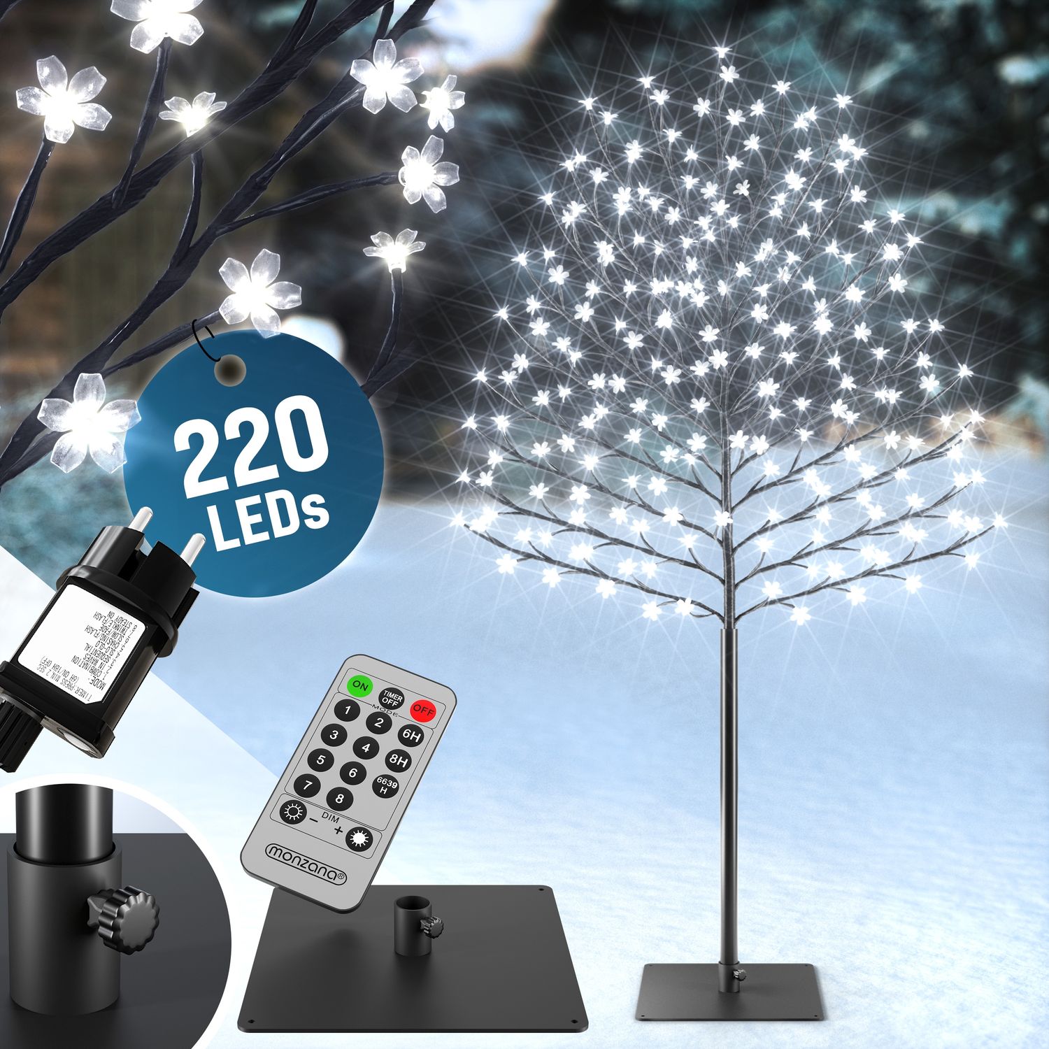 Deuba Kirschblütenbaum 220 cm 220 LED kaltweiß Fernbedienung Bild 1