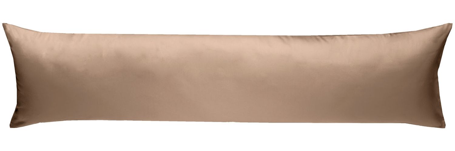 Mako Satin Seitenschläferkissen Bezug uni / einfarbig hellbraun 40x200 cm Bild 1