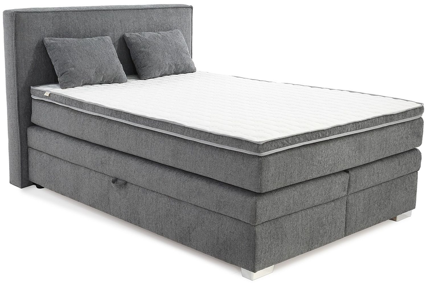Boxspringbett 140x200 cm Box Bonell Federkernmatratze H4 Topper in Chenille Grau Bild 1