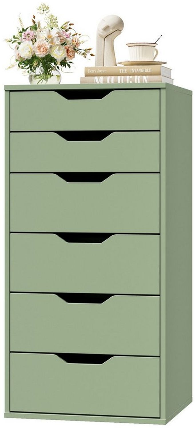 Homfa Kommode Schubladenschrank, Schubladenkommode, Aktenschrank, mit 6 Schubladen, 45x40x90,5 cm, Grün Bild 1