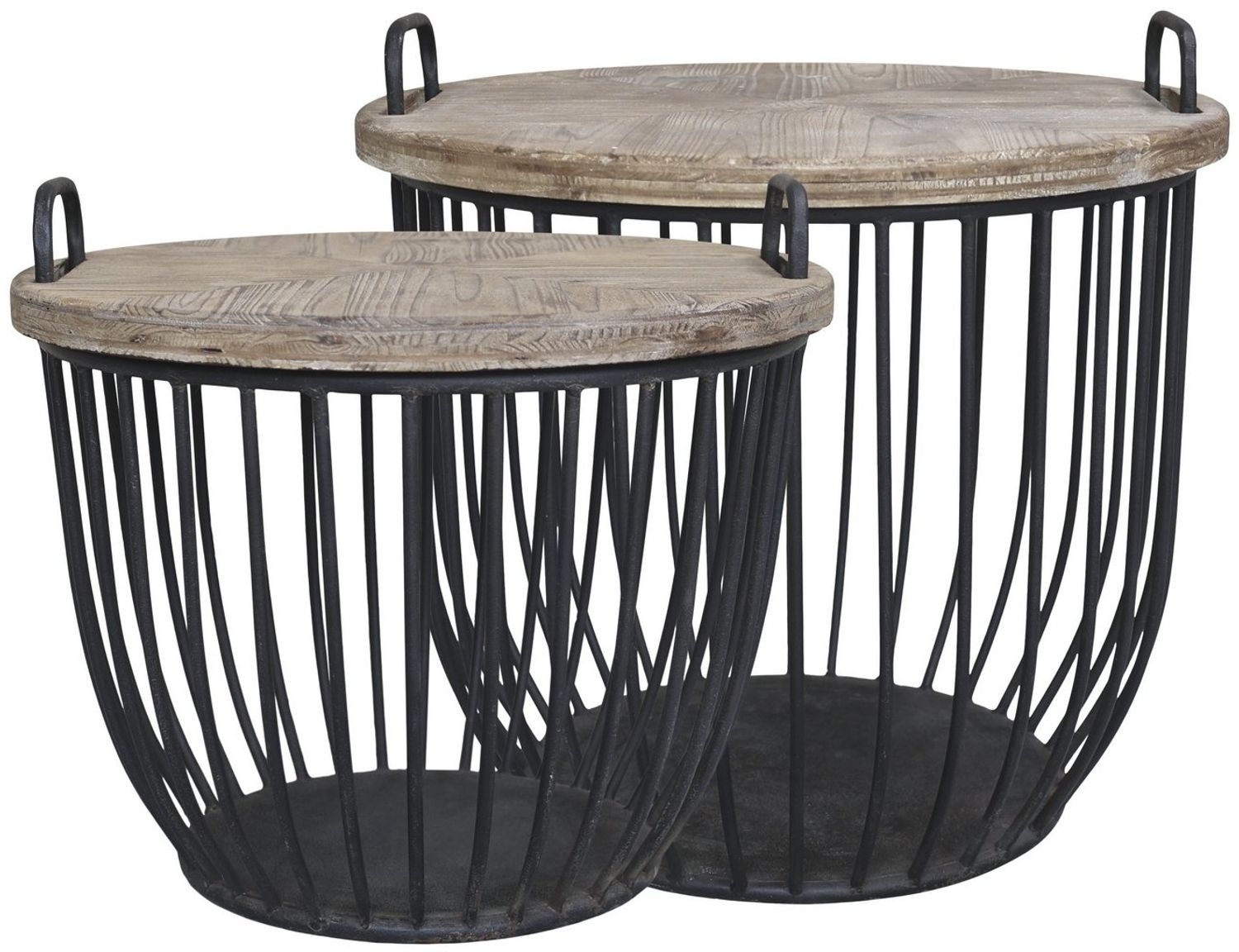 1 x Beistelltisch Sofatisch Tisch Schwarz Holzdeckel Chic Antique 41324-24 Ø49cm Bild 1