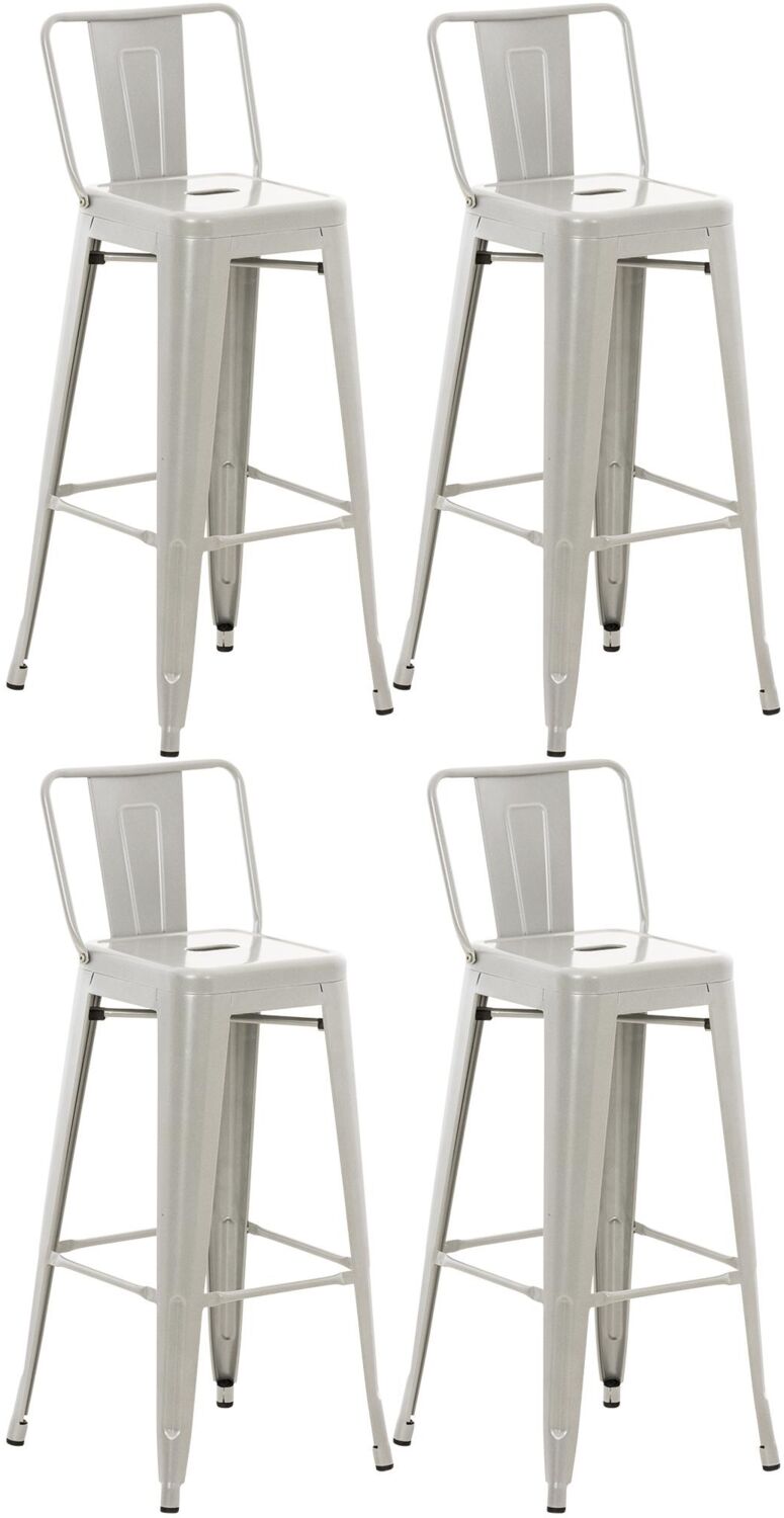 CLP Barhocker 4er Set mit Lehne im Industrial-Look Mason, mit Rückenlehne,silber Bild 1